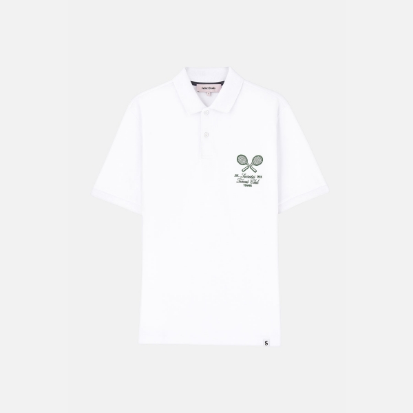 Socrates Tennis Club Unisex Beyaz Polo Yaka Tişört - PLO-002-002